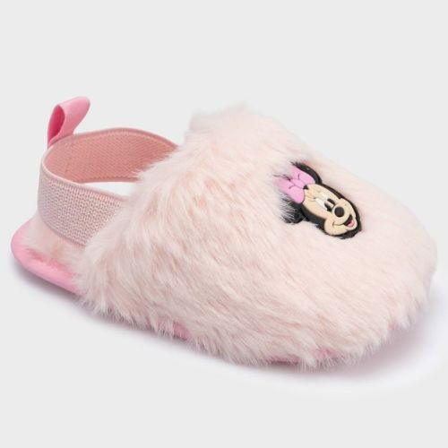Baby Girls' Minnie Mouse Plush Crib Solid Slide Slippers - Pink