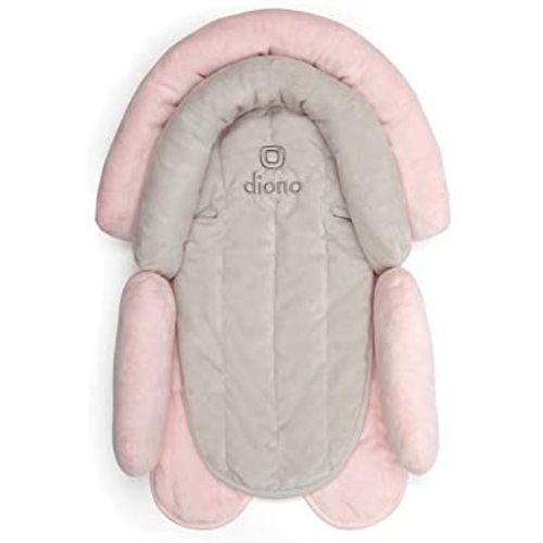 Diono Cuddle Soft 2-in-1 Baby Head Neck Body Support Pillow for Newborn Baby Super Soft Car Seat Insert Cushion, Perfect for Infant Car Seats, Convertible Car Seats, Strollers, Gray/Pink