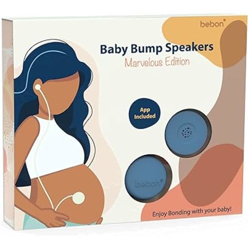 Baby Bump Headphones Marvelous Edition, Plays and Shares Music, Sound and Voices to The Womb, Prenatal Speaker, Including bebon Tunes APP (Ether Blue)