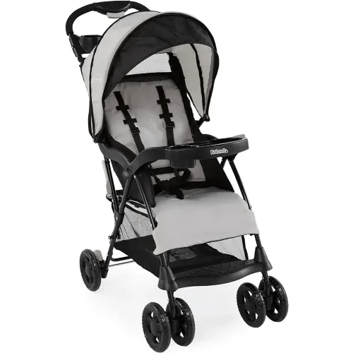 Kolcraft Cloud Plus Lightweight Easy Fold Compact Toddler Stroller and Baby Stroller for Travel, Large Storage Basket, Multi-Position Recline, Convenient One-hand Fold, 13 lbs - Slate Gray