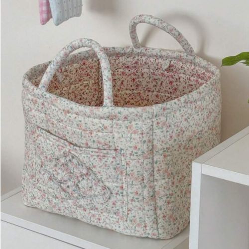 Green - Floral Clothing Storage Bag, Cute Cotton Basket Decoration Printed Empty Basket Storage Bag, Storage Bathroom Laundry Towels, Toys, Baby Clothes