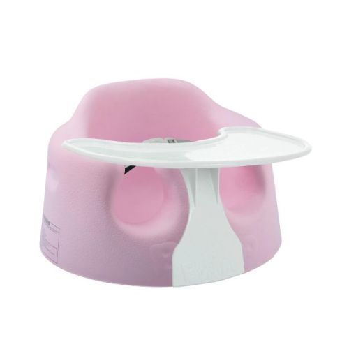 Bumbo B10070MPA3 Baby Infant Soft Foam Comfortable Wide Floor Seat with 3 Point Adjustable Harness and Play Top Tray Attachment, Pink