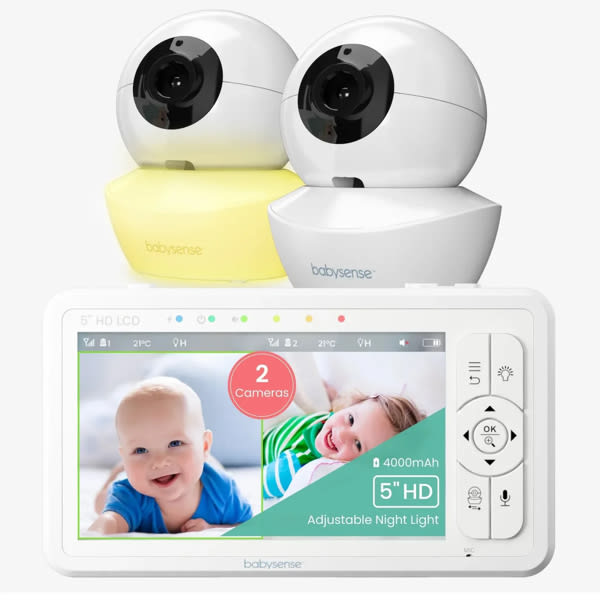 HD Split-Screen Video Baby Monitor - 2 Cameras | Babysense