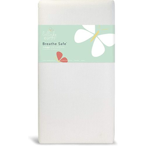 Lullaby Earth Breathe Safe 2-Stage Breathable Crib Mattress - Chemical Free, Dual Firmness Natural Mattress with Removable Washable Protector - Packaging May Vary