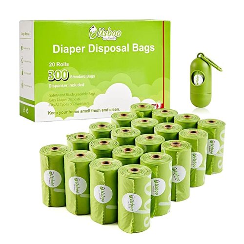 Disposable Diaper Bags, 20 Refill Rolls/300 Bags, Green
