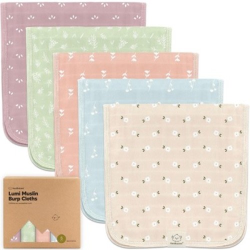 5pk Lumi Muslin Burp Cloths for Baby Boys, Girls, Organic Baby Burp Cloths, Burping Cloths for Babies