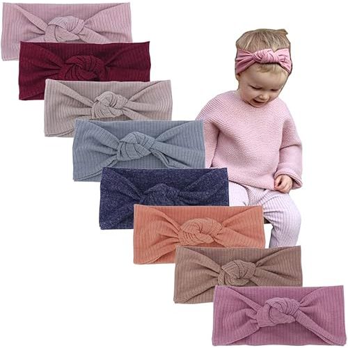 Baby Headbands Stretchy Hairbands Hair Bow Elastics for Baby Girls Newborn Toddlers Infant Kids (Knot Headband Mauve)