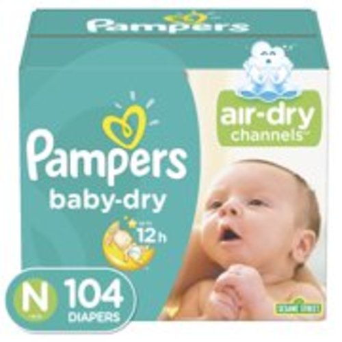 Pampers Baby-Dry Extra Protection Diapers, Size N, 104 ct