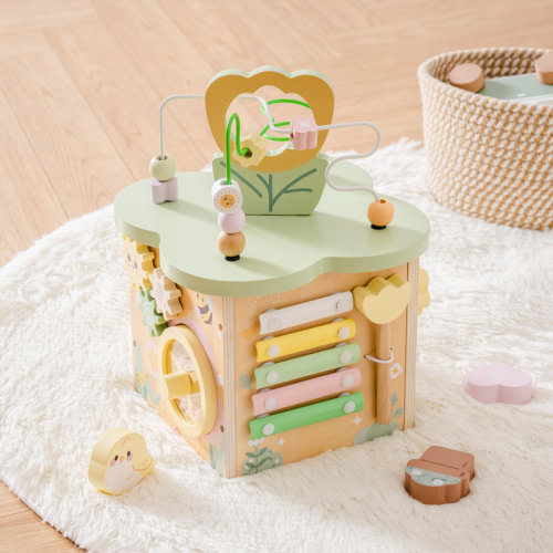 ROBUD Wooden Activity Cube, Learning Activity Center, Activity Block For Toddlers | Wayfair