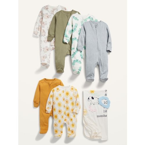 Unisex 8-Piece Grow-With-Me Milestone Layette Gift Set for Baby