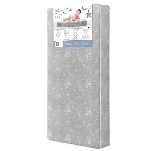 Dream On Me Nap Nest Crib and Toddler Mattress, Dual-Sided - Infants & Toddlers, Waterproof 5” Mattress with 88 Interwoven Coils, 75% Recycled Fiber, GREENGUARD Gold & BSA Certified – Grey