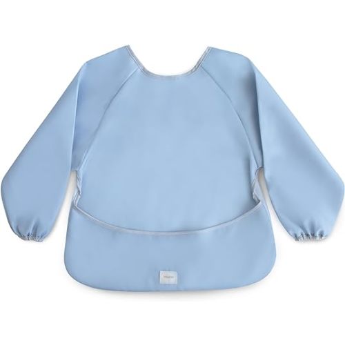 mushie Long Sleeve Baby Bib | Mess Free & Waterproof Fabric for Toddlers | Adjustable Fit for Ages 6-24 Months