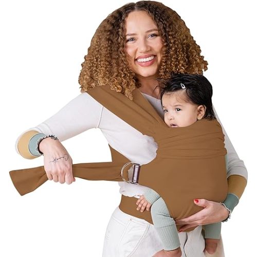 Lalabu The Simple Wrap Baby Wraps Carrier - Stylish Baby Sling Carrier for Newborns & Toddlers 13-28 lbs. Safety Tested, Easy-to-Use, Ergonomic, & Comfortable - Camel