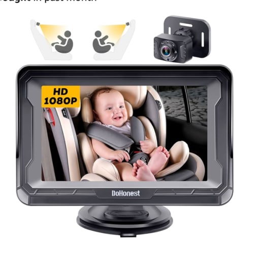 DoHonest Baby Car Camera HD 1080P - Rear-Facing Car Baby Monitor with Night Vision, Adjustable View Angle, Easy Setup, Anti-Glare Display, Safety for Kids & Infants