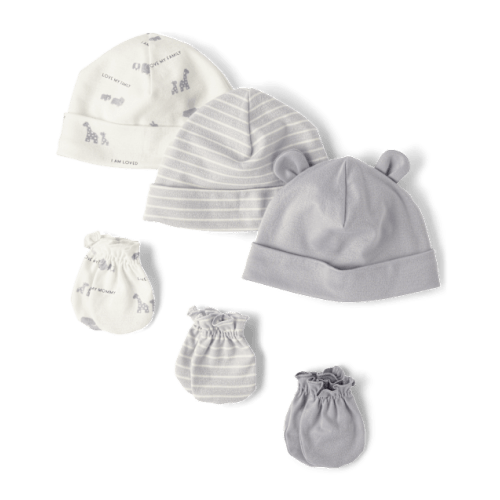 Unisex Baby Animal Hat And Mittens 6-Piece Set - Bunnys tail