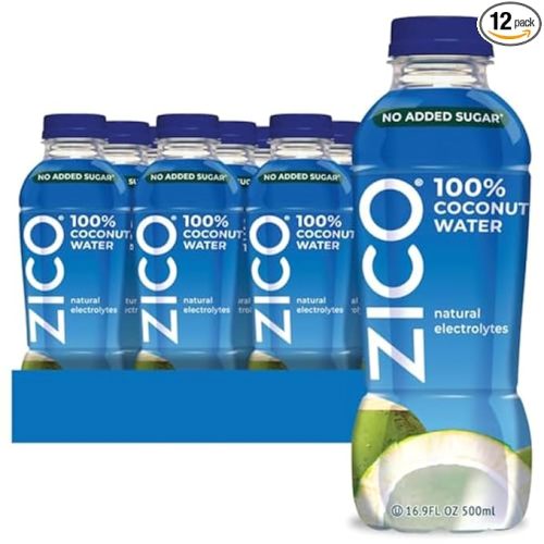 Zico 100% Coconut Water, NO added Sugar, Refreshingly Delicious, Hydration with Electrolytes, 16.9 Fl Oz (Pack of 12)
