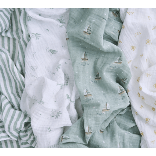 aden + anais Organic Cotton Muslin Swaddles in Sailing Seas 4 Pack