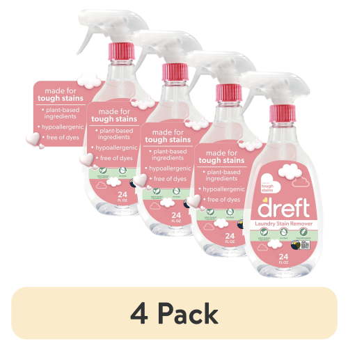 (4 pack) Dreft Plant Based Baby Spray and Wash Laundry Stain Remover, Baby Essentials, 24 oz