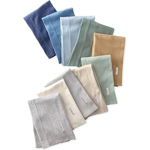 Bailey 10-Pack Burp Cloths 100% Organic Cotton Knit Absorbent Drool Cloths for Newborn & Baby Girls, Boys, Unisex, Seafoam Terra Rainbow, One Size