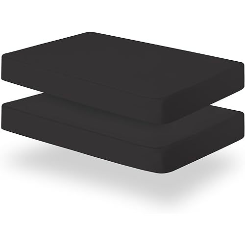 Biloban Crib Sheets Fitted, 2 Pack Crib Sheet Fits for Standard Crib Mattress, Neutral Toddler Bed Sheets for Baby Boys and Girl, Black, 52”X 28”