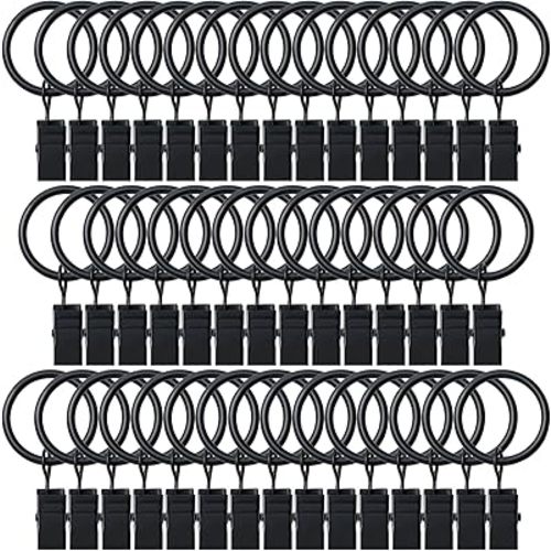 BOOMIBOO 44 Pack Curtain Rings with Clips, Drapery Clips with Rings, Hangers Drapes Rings, Drapery Rings 1 inch, Fits up to 5/8 inch Diameter Curtain Rod, for Hanging Drapes Bows Hat and So On