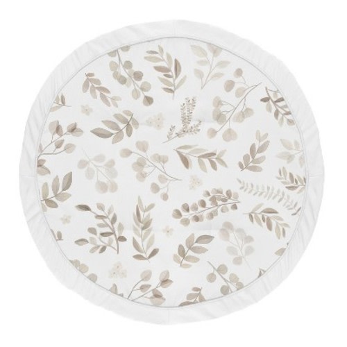 Sweet Jojo Designs Boy Girl Gender Neutral Unisex Baby Tummy Time Playmat Botanical Leaf Collection Taupe and White