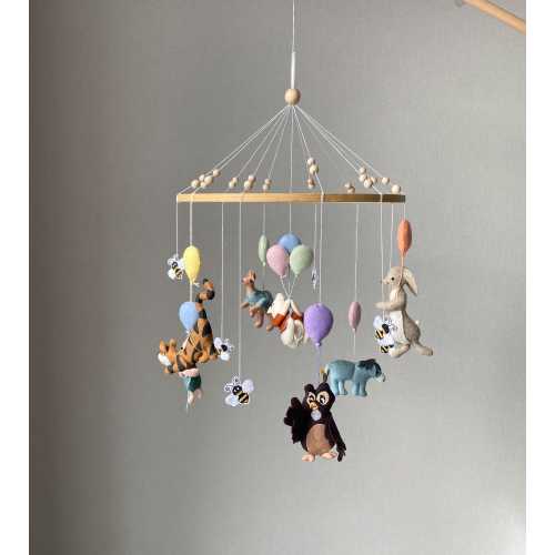 Vintage Winnie and his friends, Baby mobile boy, cot girl mobile, Winnie Nursery decor, hanging teddy bear mobile,new mom gift, baby shower.