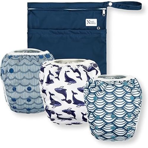 Reusable Swim Diapers and Wet Bag - One Size Fully Adjustable
