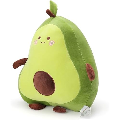 Niuniu Daddy 17.3" Avocado Stuffed Animal Pillow Large Squishy Plush Toys Soft Kawaii Food Shaped Baby Stuff Cuddle Toy Adorable Fruit Hugging Pillow for Kids