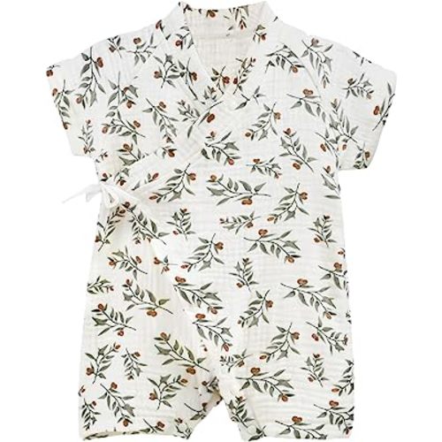 PAUBOLI Baby Kimono Robe Newborn Cotton Yarn Bodysuit Romper Infant Japanese Pajamas 0-24 Months