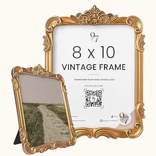 Amazon.com - 97 Decor 8x10 Vintage Picture Frame, Vintage Gold Frames 8x10 For Tabletop And Wall Hanging, Decorative Antique 8 x 10 Frame Gold Wall Decor For Home, Bedroom