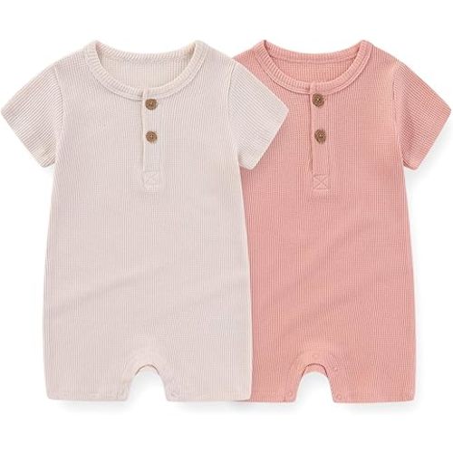 Unisex Short Sleeve Baby Romper 2 Pack Cotton Solid infant Boy Girl Jumpsuits Soft New Born Clothes