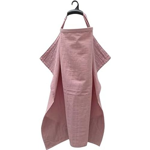 MOZAH 100% Organic Cotton Muslin Nursing Cover for Baby Breastfeeding, Breathable 100% Cotton Breastfeeding Cover with Rigid Hoop for Mother Nursing Apron, Multi-use Carseat Canopy (Pale Mauve)