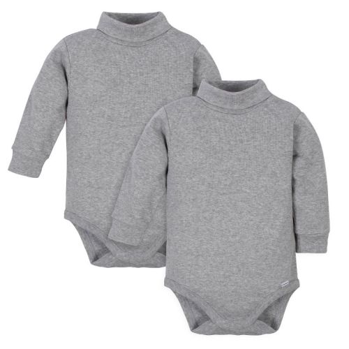Gerber Baby Neutral Long Sleeve Turtleneck Onesies® Long Sleeve Bodysuits, 2-pack, 18 Months