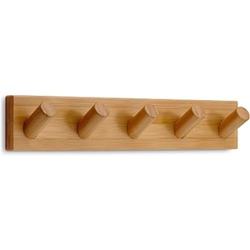 LARHN Wall Mounted Coat Rack, Wooden Wall Coat Rack with 5 Hooks, 16.5″ Wall Hook Rack, Coat Rack Wall Mount - Modern Scandinavian Home Decor - Series 6