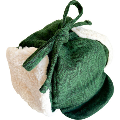 Winter Hat, Hunter Green Herringbone with Tie - Oweee Baby | Maisonette