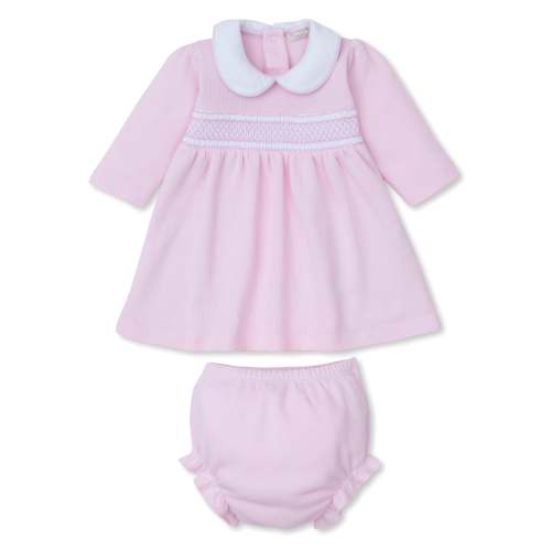 CLB Punto Ingles Pink Hand Smocked Dress Set 6-9 month