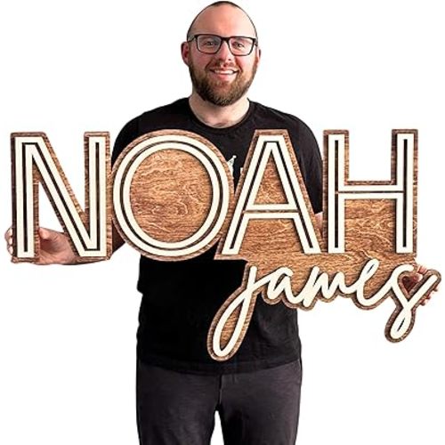 Large Name Sign for Nursery Boys Nursery Sign Custom Name Sign Layered Sign Wooden Name Sign Kids Room Decor Girls Nursery Decor