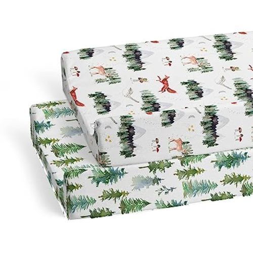 Sorrel + Fern 2-Pack Changing Pad Cover (Woodland Forest Animals) - Premium Fitted Sheets - Buttery Soft Cotton Blend