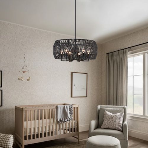 GoYeel 6 -Light Black Farmhouse For Use in Bedrooms, Dining Rooms, Foyers, Kitchens, Living Rooms Chandelier in the Chandeliers department at Lowes.com