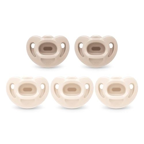 NUK 100% Silicone Comfy Orthodontic Pacifiers, 0-6 Months, Neutral Color, 5 Pack