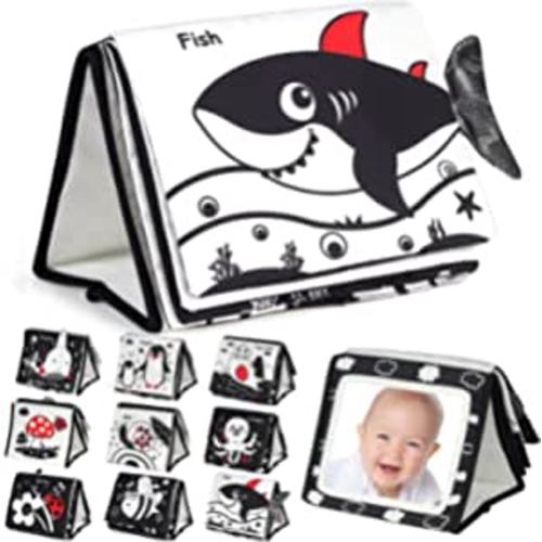 Tummy Time Mirror for Babies - Black and White Tummy Time Toys for Infants - High Contrast Baby Toys for Newborn - Baby Sensory Toys - Best Gift for 0 3 6 9 Months Baby (Tummy Time Mirror)