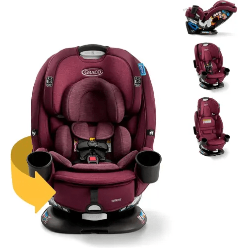 Graco Turn2Me 3-in-1 Rotating Convertible Car Seat, London, Rear-Facing Rotation, Forward-Facing Mode, Highback Booster Up to 100 lbs, Adjustable Headrest & Harness, Steel Reinforced Frame