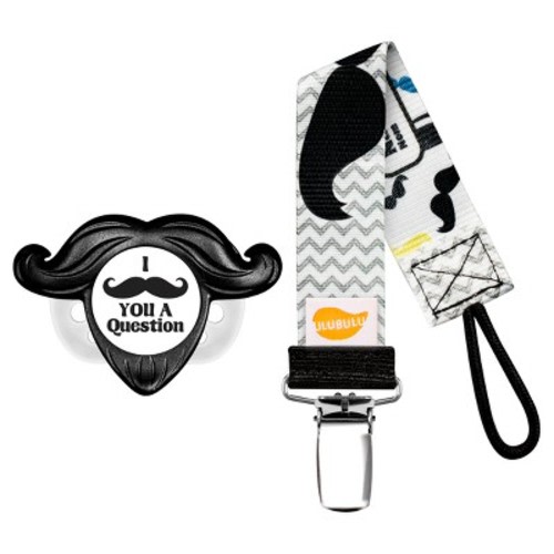 Ulubulu Mustache Pacifier with Mustache Pacifier Clip - 0-6 Months