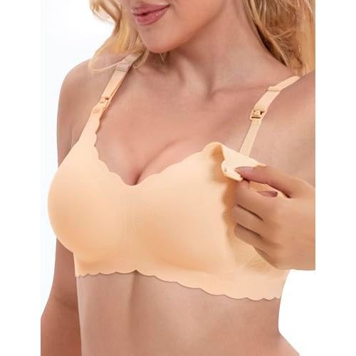 BIANSIWU Nursing Bras for Breastfeeding, Maternity Bra Jelly Strip Support Seamless Soft Wirefree Pregnancy Sleep Bra