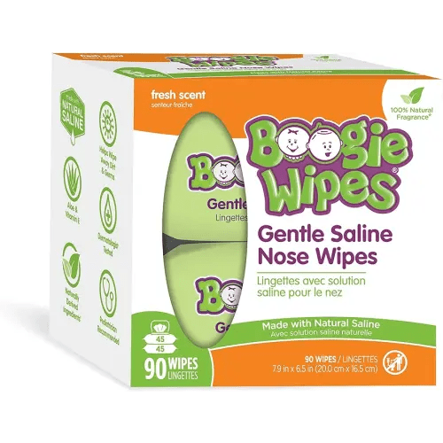Boogie Wipes, Wet Wipes for Baby and Kids, Nose, Face, Hand and Body, Soft and Sensitive Tissue Made with Natural Saline, Aloe, Chamomile and Vitamin E, Fresh Scent, 45 Count (Pack of 2)