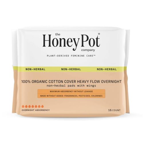 The Honey Pot Company 100% Organic Cotton Comfort Cover Heavy Flow Overnight Pads - 16ct