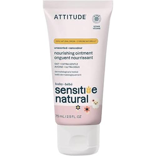 ATTITUDE Protective Body Ointment, Plant and Mineral-Based Ingredients, Vegan and Cruelty-free Personal Care Products for Sensitive Skin, Unscented, 2.5 Fl Oz