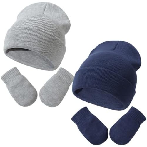 Baby Beanie Hat Gloves Set, Kids Winter Warm Knit Hat with glvoes,Toddler Soft Beanie for Little Boys Little Girls Children