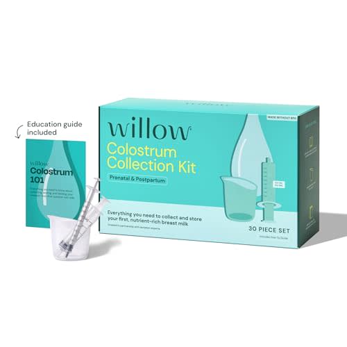 Willow - Colostrum Collection Kit - Colostrum Collector - Collection Cup, 20 Syringes, Lables & Storage Case - Breastfeeding Essentials - Hospital Bag Essentials